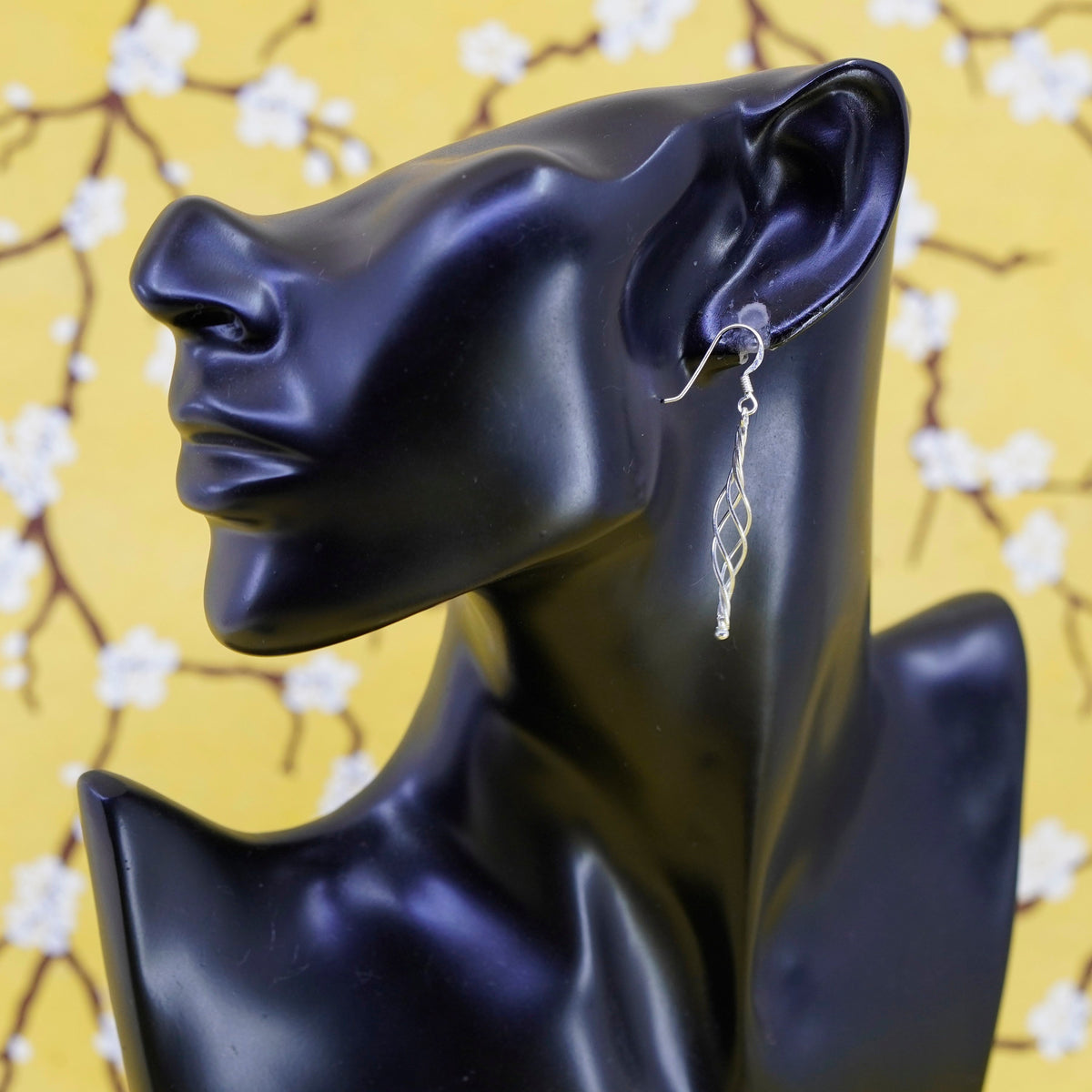 Vintage Sterling silver handmade earrings, 925 twisted dangle