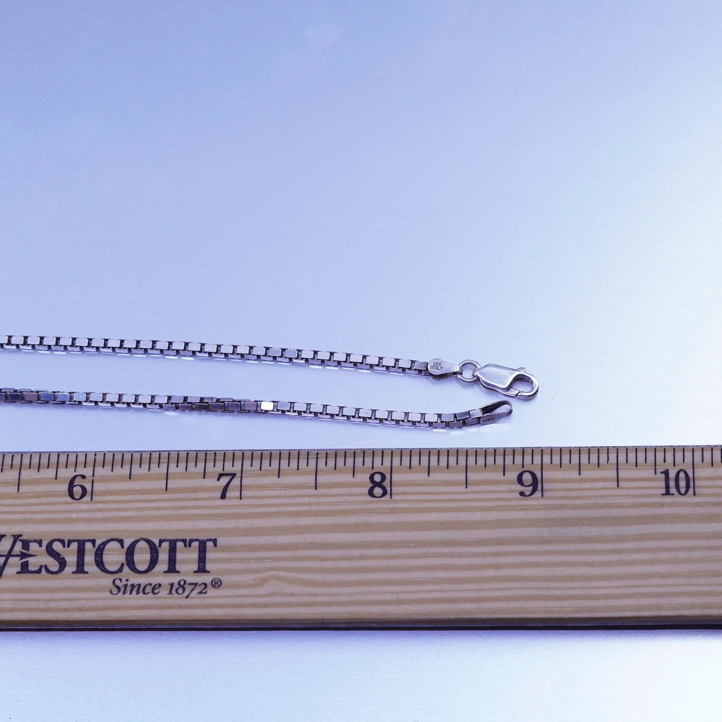 18” 2mm, vintage Italy 925 silver box chain necklace