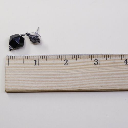 Vtg Modern Sterling Silver Handmade Earrings, 925 Silver W/ Obsidian Nugget