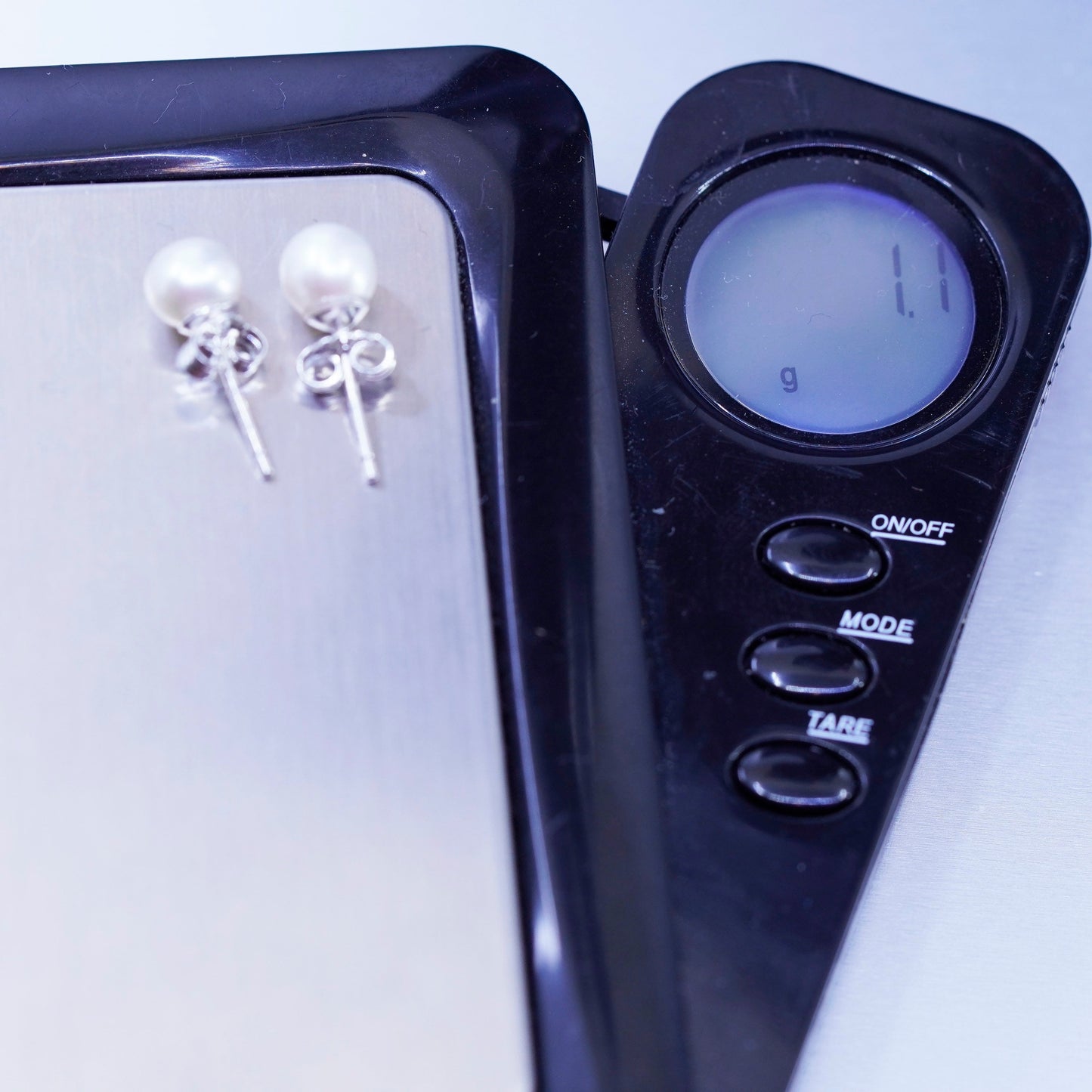 6mm, Vintage Sterling 925 silver handmade earrings, studs with pearl