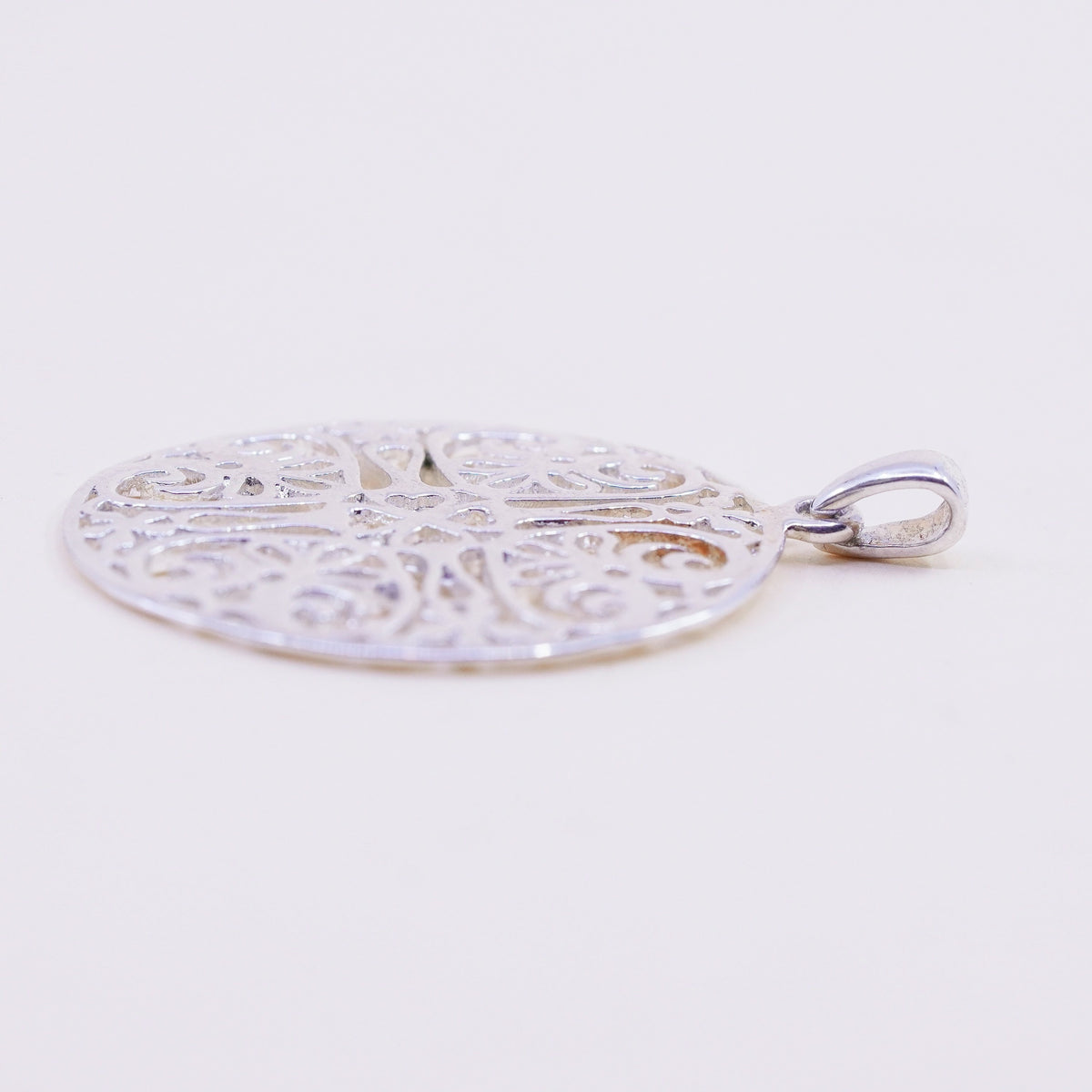 Irish Celtic knot sterling silver pendant, 925 filigree heart clover circle
