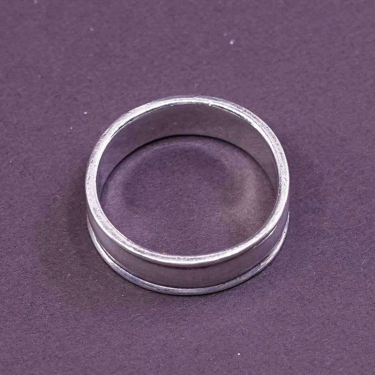 sz 9.75, vtg Sterling silver handmade ring, mexico 925 band w/ accent