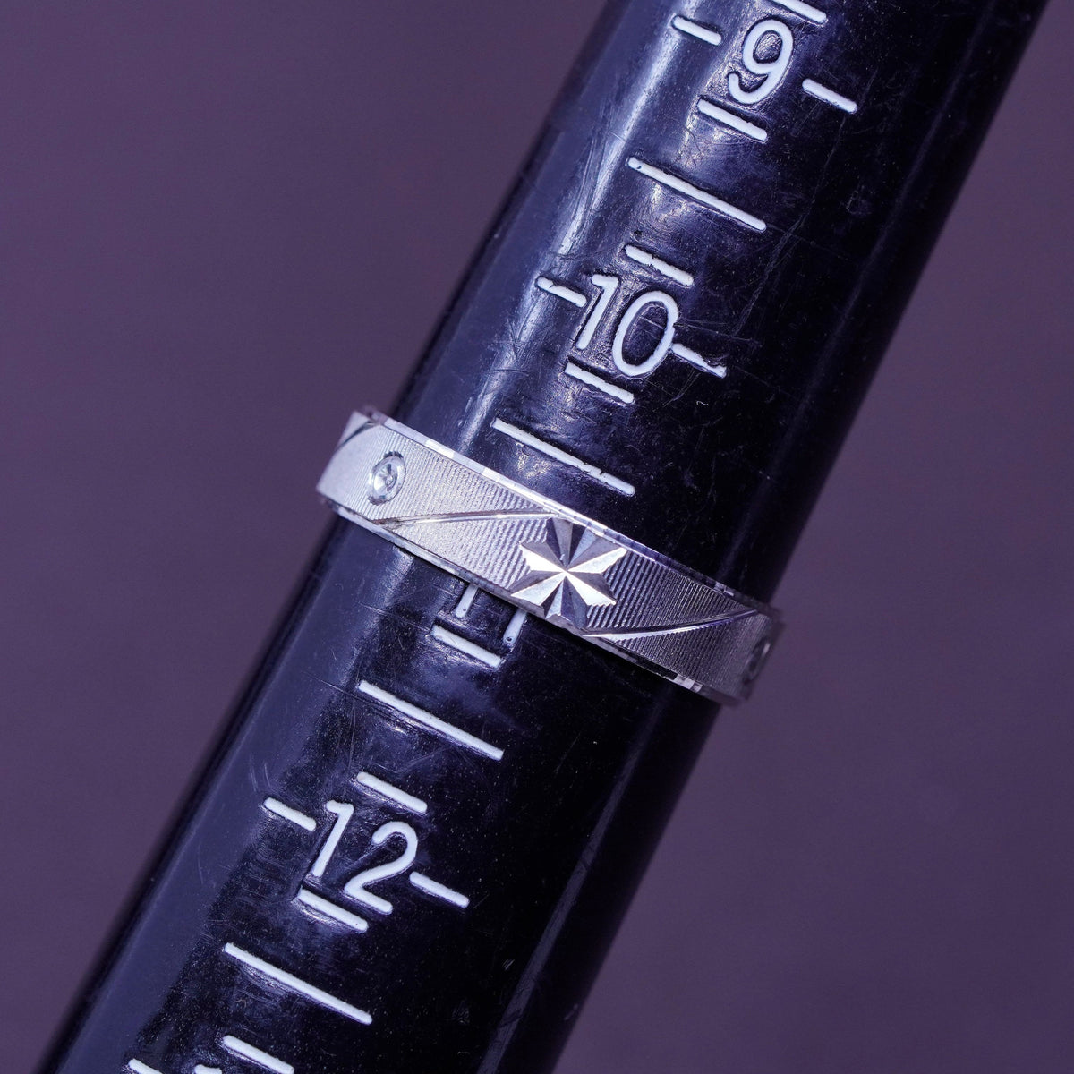 size 11, vintage Sterling silver handmade ring, 925 textured band