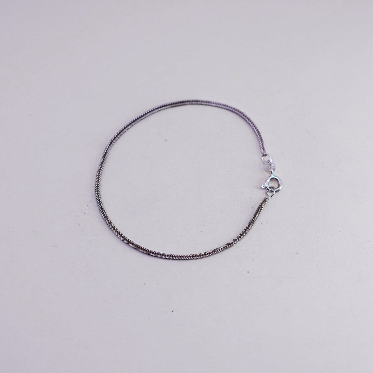 7.25”, Vintage Italian sterling silver handmade bracelet, 925 wheat link chain