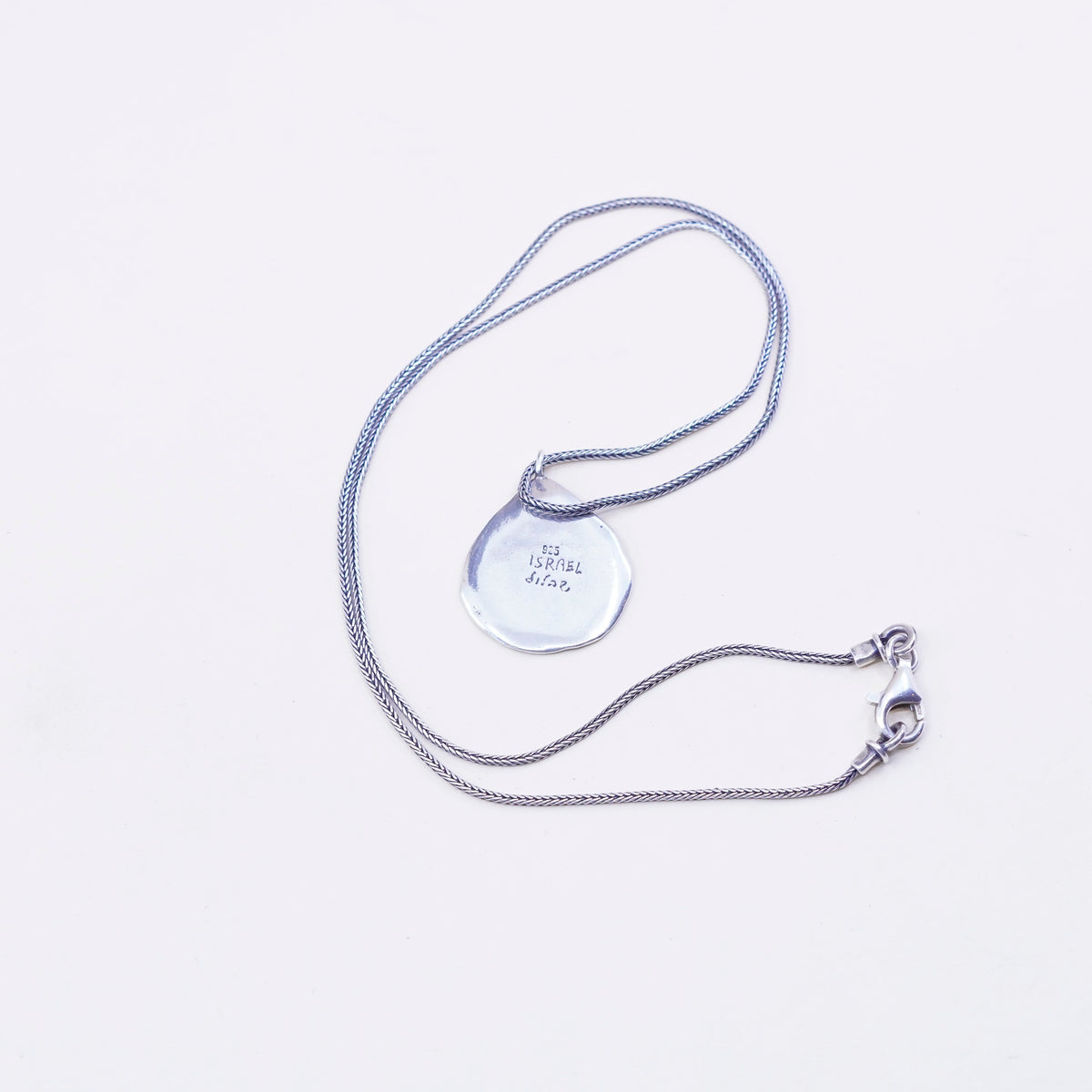 18”, Israel Shablool Didae sterling silver 925 necklace, wheat chain initial M