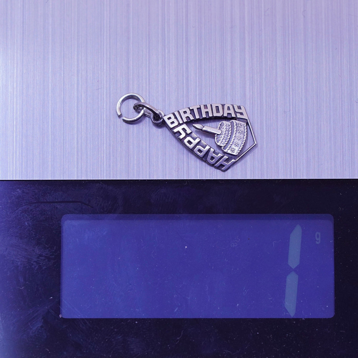 Vintage Sterling silver handmade pendant, 925 happy birthday charm