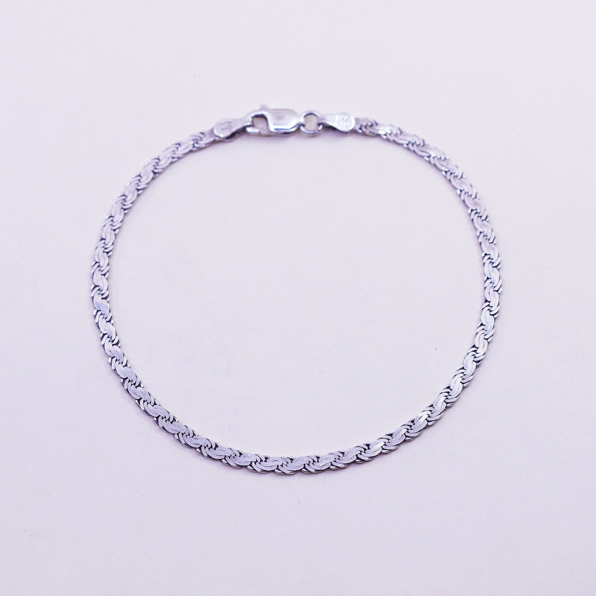 7.75”, Vintage sterling 925 silver flatten curb bracelet