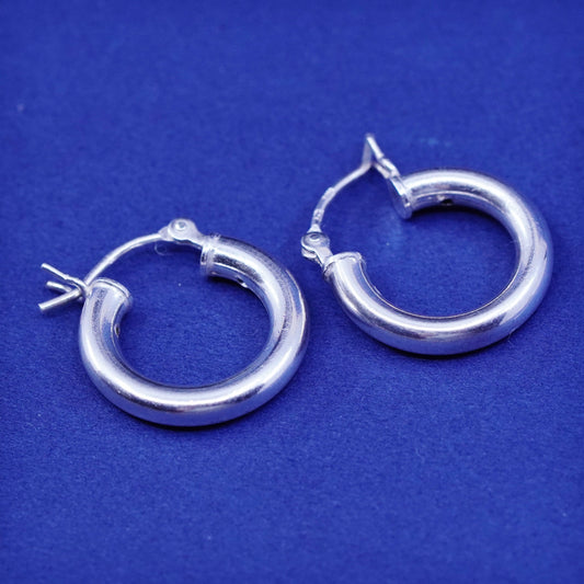0.5", vtg Sterling silver handmade hoop earrings, fine 925 silver huggie