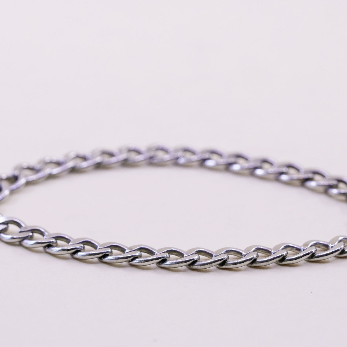 7”, Vintage milor sterling silver flatten curb bracelet, bold 925 men’s chain