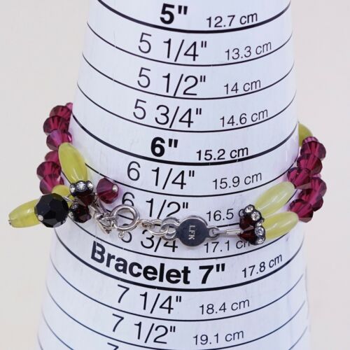 6.5”, Mexico Sterling 925 Silver Handmade Australia Crystal Beads Bracelet