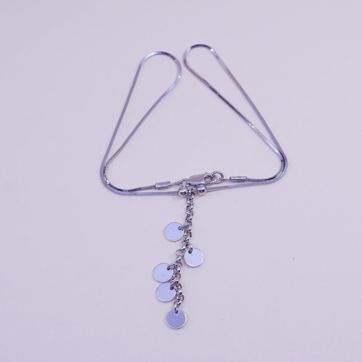 16”, vintage Sterling 925 Silver snake Necklace with cluster disc pendant