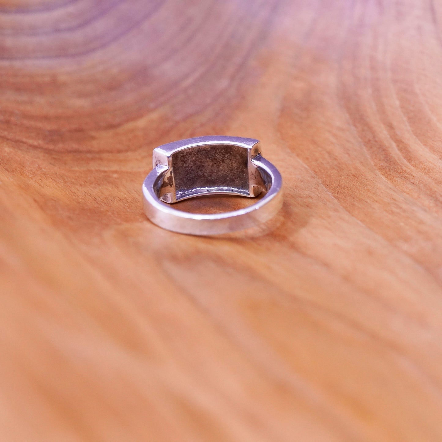 Size 7.25, vintage sterling silver handmade ring, 925 band with abalone inlay