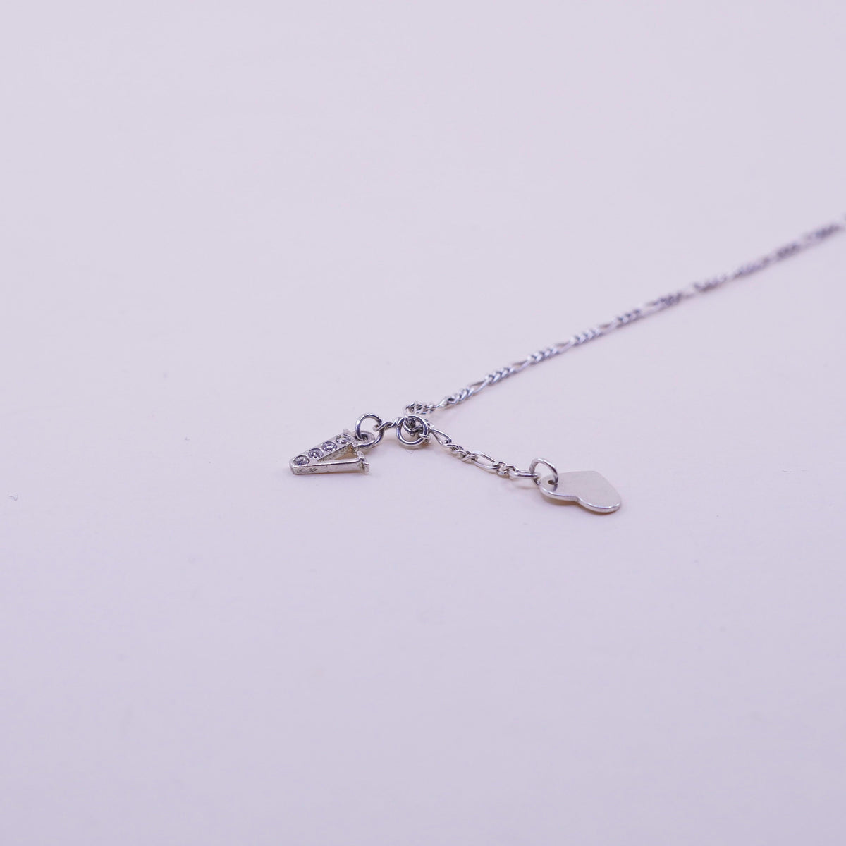 9.25”, sterling silver bracelet, Italy 925 chain, figaro anklet initial A heart