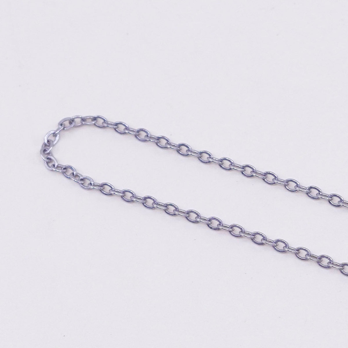 17”, 1.6mm, Vintage sterling silver flatten circle chain, Italy 925 necklace