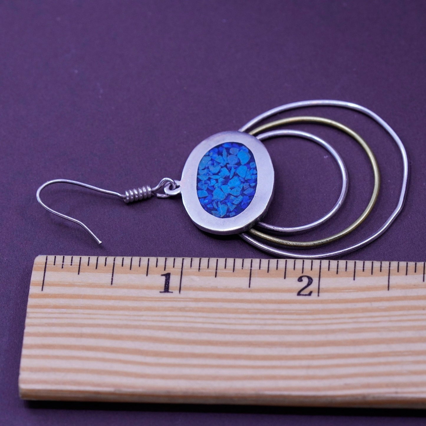 Vintage Southwestern 925 Sterling silver handmade loop earrings with turquoise