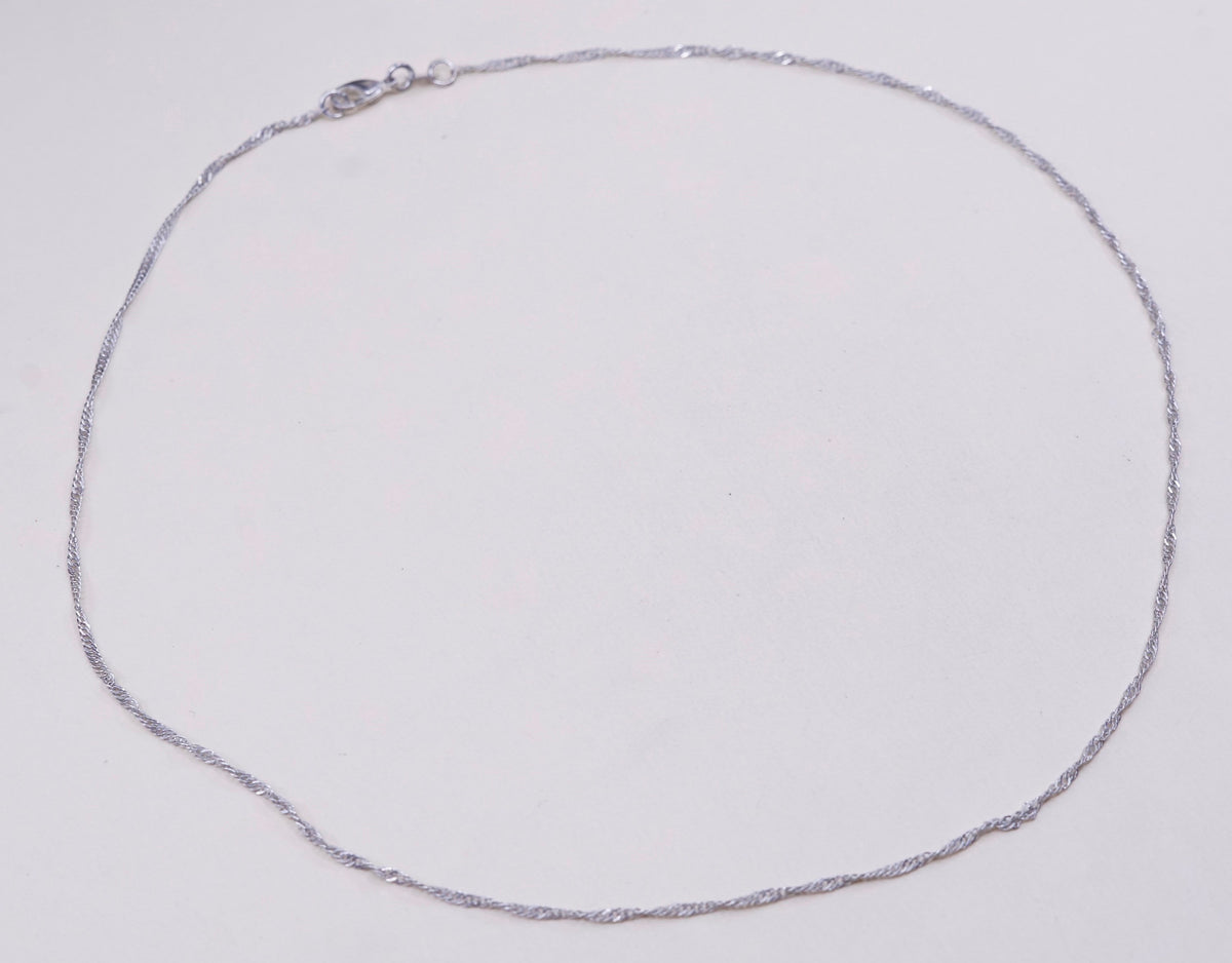 18”, 1.6mm, vtg sterling silver Italy 925 silver twisted curb chain, necklace