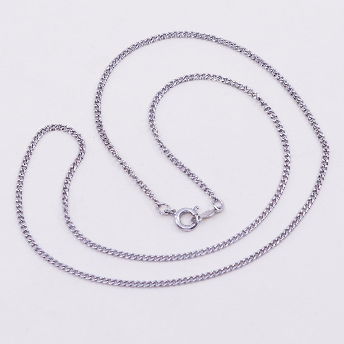 16” 1mm, vintage sterling silver necklace, 925 curb rope chain