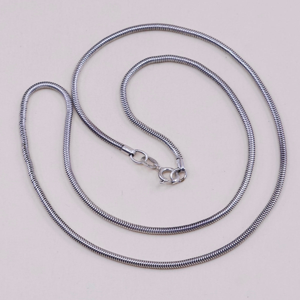 16”, 2mm, Italian sterling 925 silver twisted snake chain, necklace