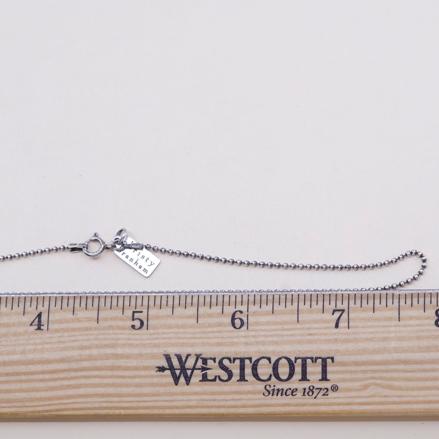 16”, 1mm, Vintage israel megiddo sterling silver beads chain, 925 necklace