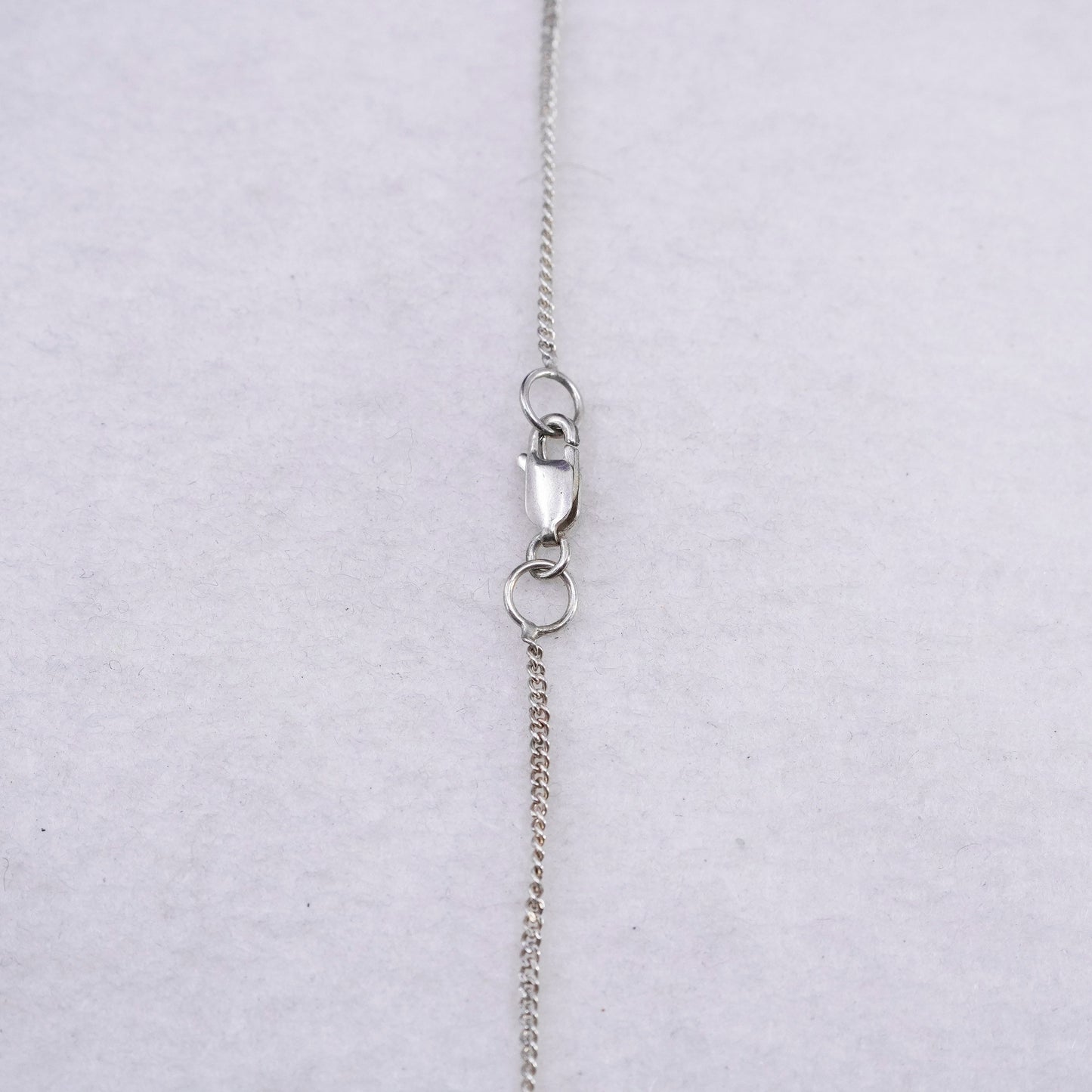 16”, vintage Sterling 925 silver handmade curb necklace with moonstone pendant