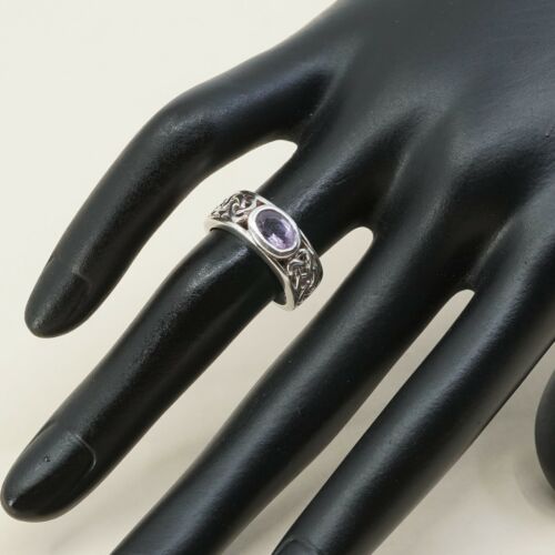 Sz 5, Irish Sterling Silver handmade Ring, 925 Ring W/ amethyst, stamped 925