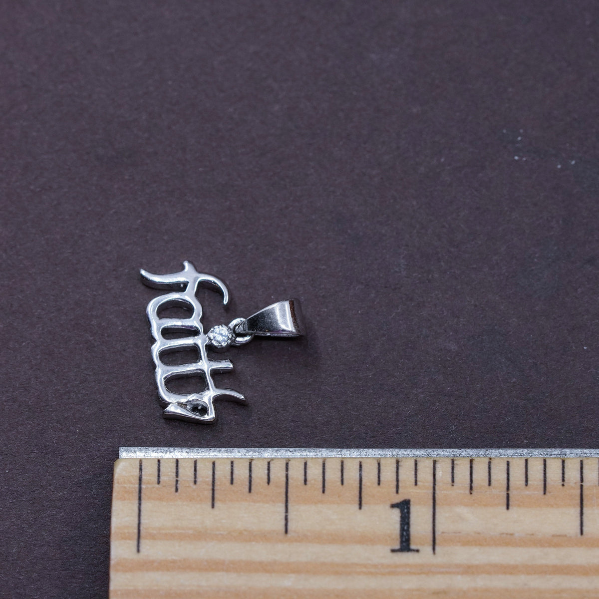 Vintage Sterling silver handmade pendant, 925 “faith” with diamond