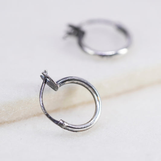 10mm, vintage Sterling silver handmade earrings, 925 hoops