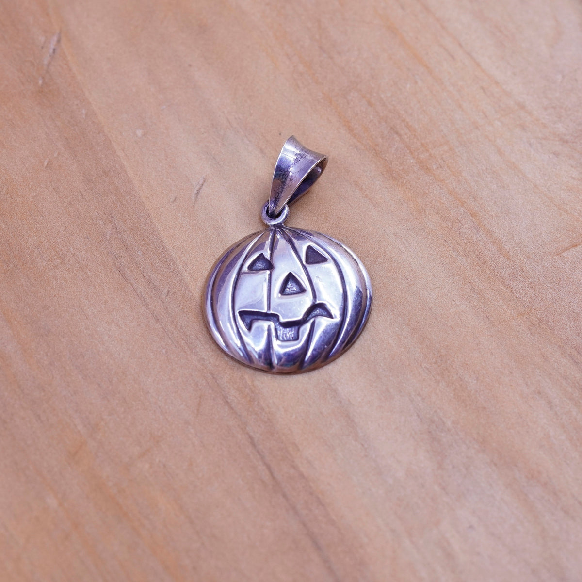 Vintage Sterling silver handmade pendant, 925 Halloween pumpkin