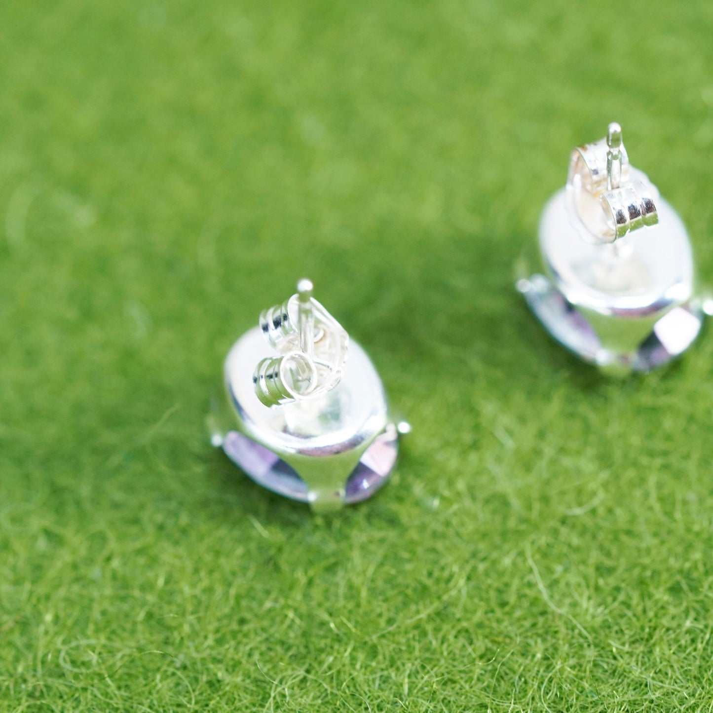 Vintage sterling silver genuine rainbow quartz studs, minimalist earrings