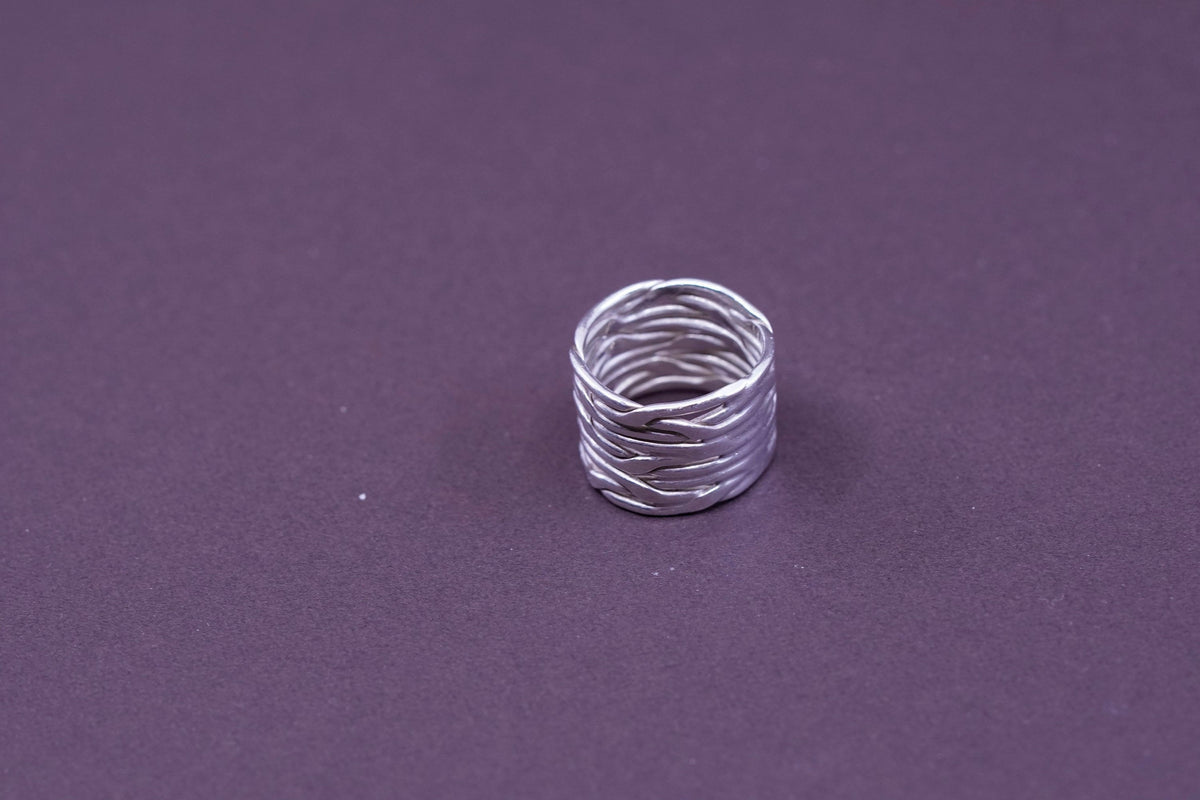 Size 5, vintage Sterling silver handmade wired ring, 925 band