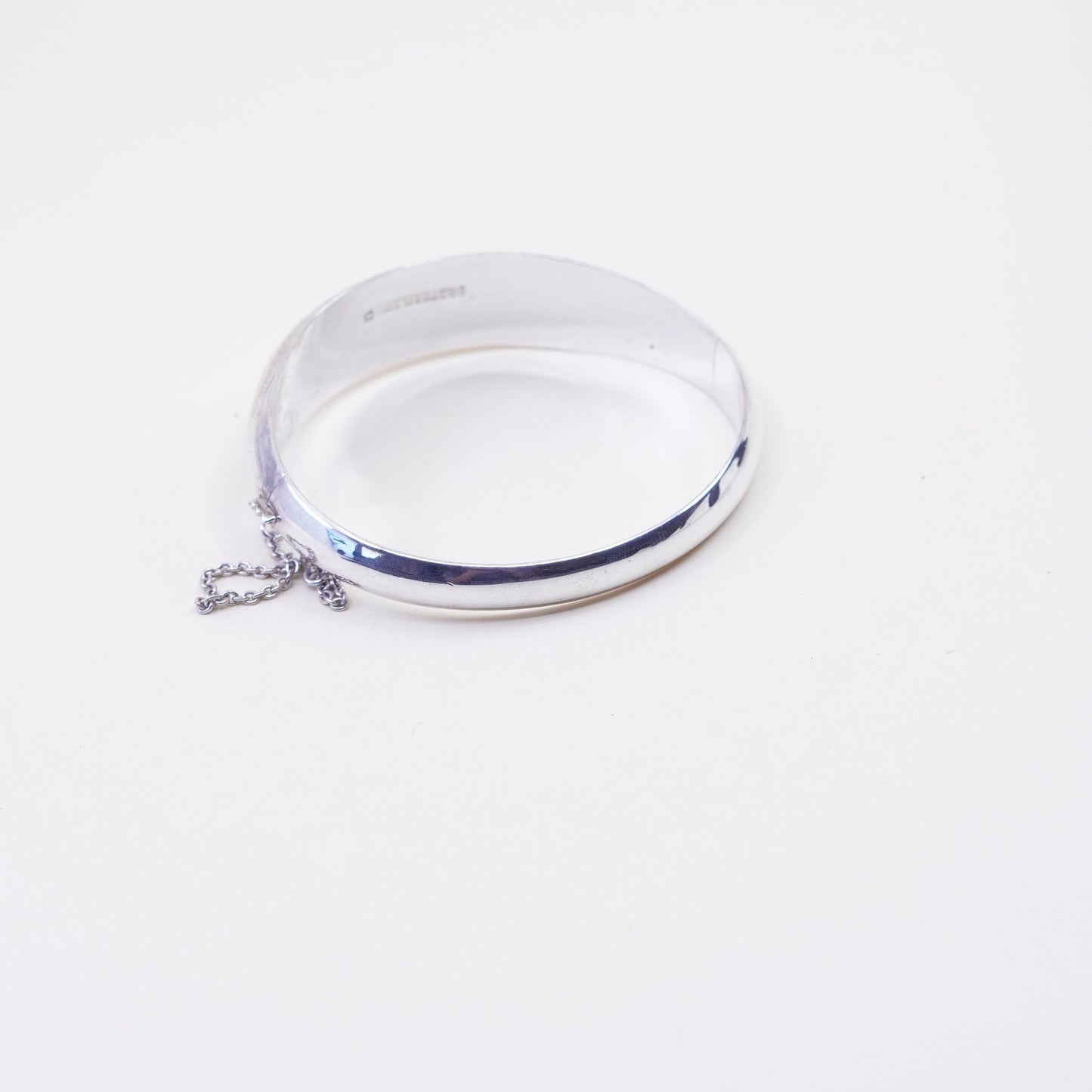 7”, two tone sterling silver handmade bracelet, 925 hinged bangle with floral