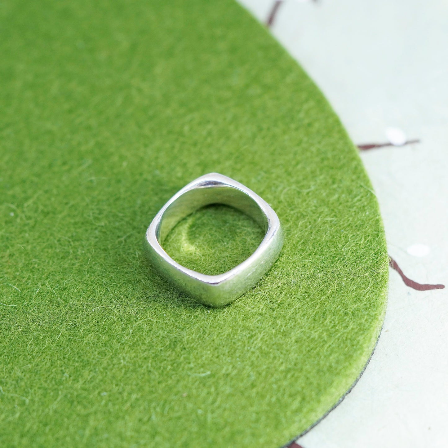 Size 9, Vintage Shube sterling silver handmade ring, 925 square band