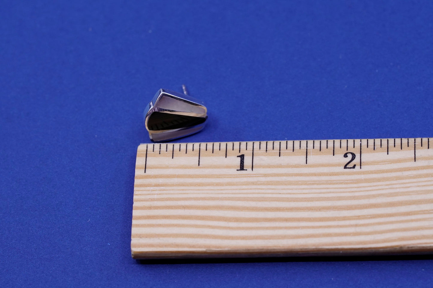 sterling silver handmade earrings, 925 studs with mother of pearl and obsidian