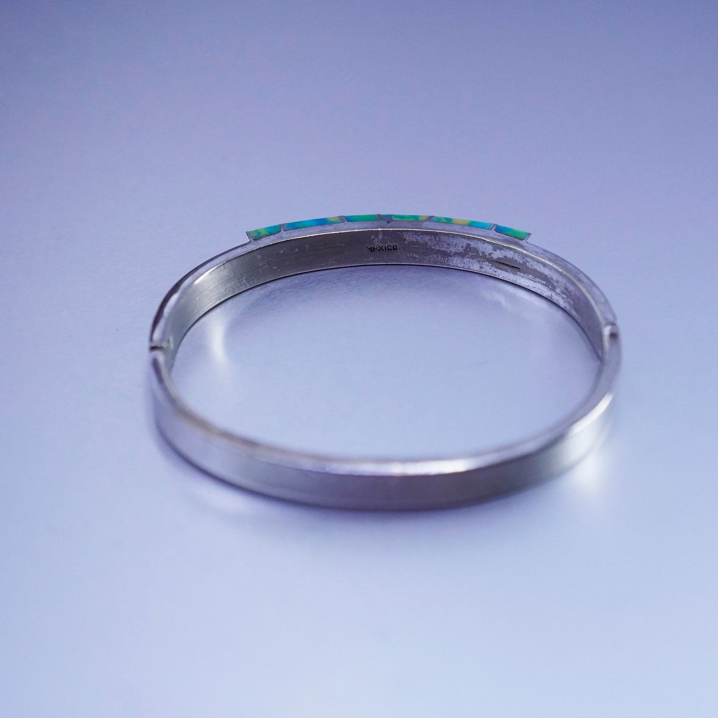 7”, Mexico Hecho En Sterling 925 silver bracelet, hinged bangle rain flower