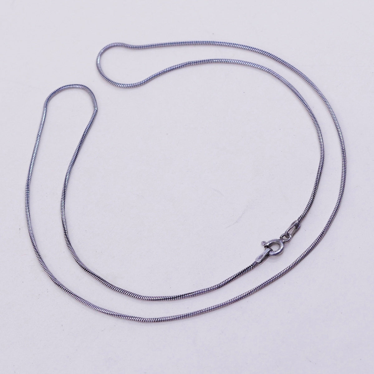 19”, 1mm, Vintage sterling silver snake chain, Italy 925 necklace
