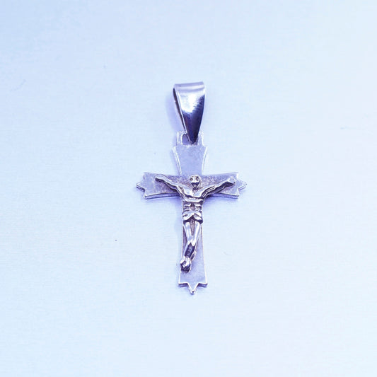 Vintage sterling 925 silver handmade Jesus cross pendant