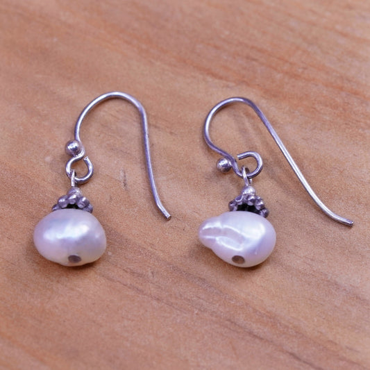 Vintage Sterling 925 silver handmade earrings with pearl