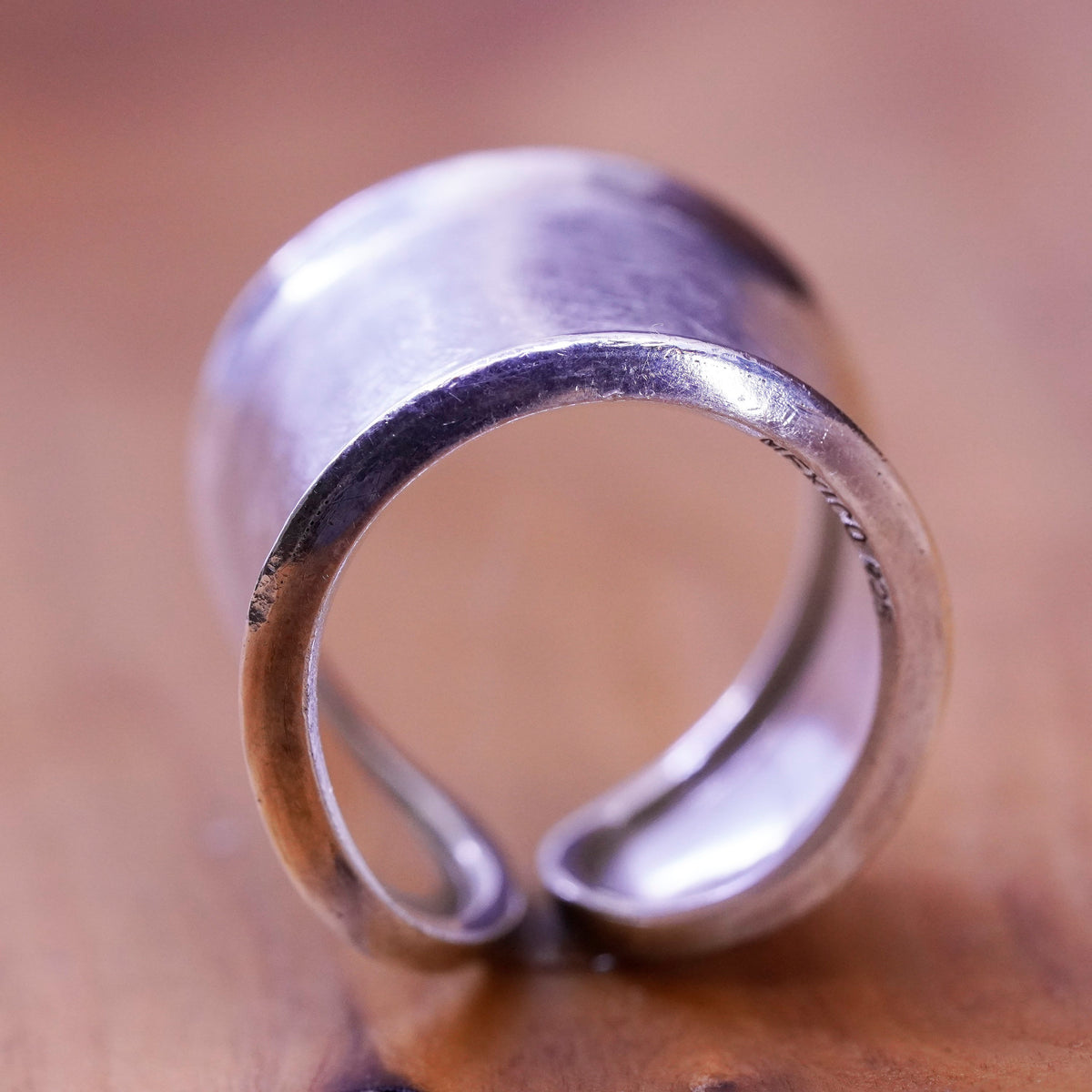 Size 6.5, Mexico Sterling silver handmade hammered ring Statement 925 wrap band