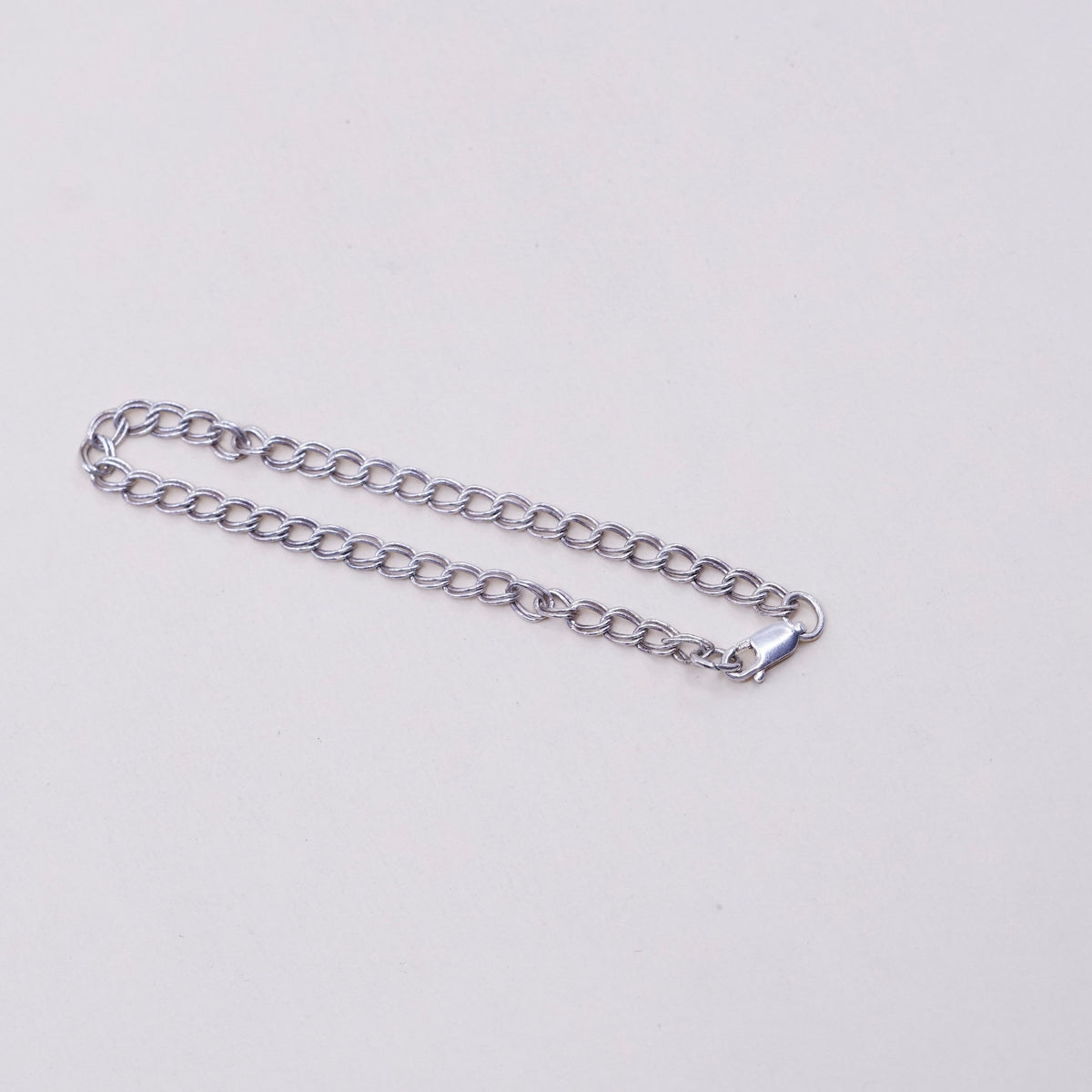 6.75”, 3mm, Vintage sterling silver double curb chain, 925 bracelet