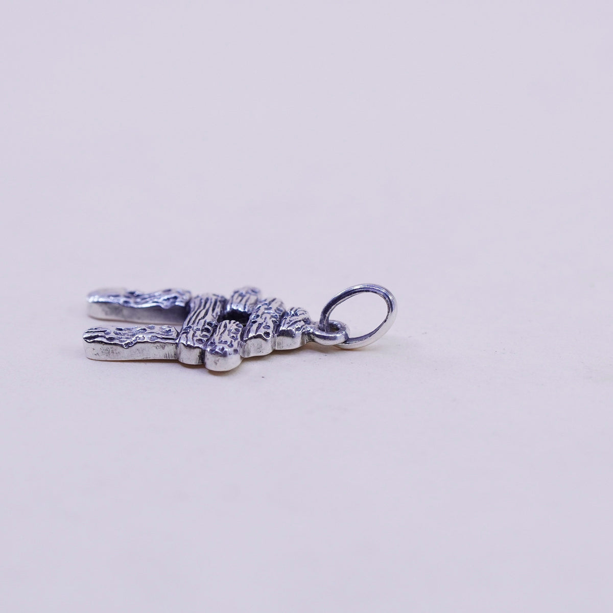 Vintage handmade sterling silver charm, 925 stacked stone landscape pendant