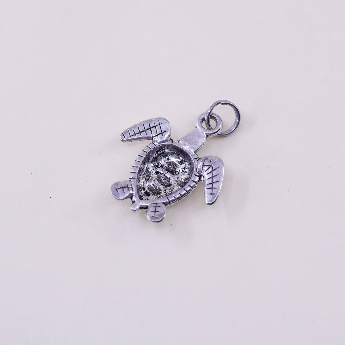 Vintage sterling silver handmade pendant, 925 turtle charm
