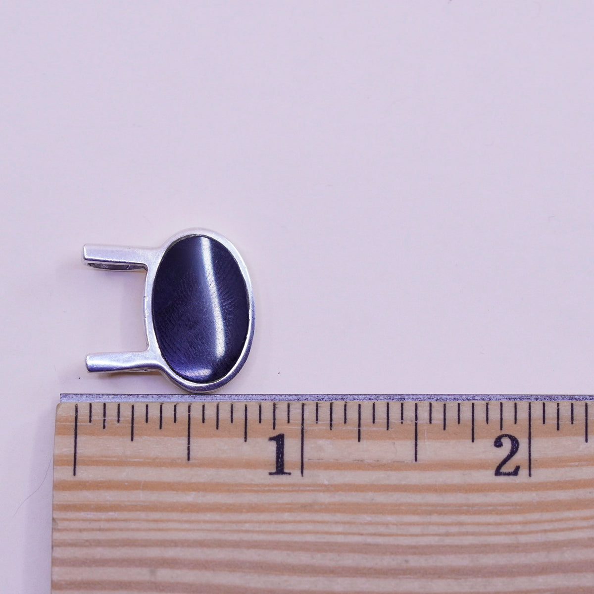 vintage handmade sterling 925 silver pendant with oval black onyx