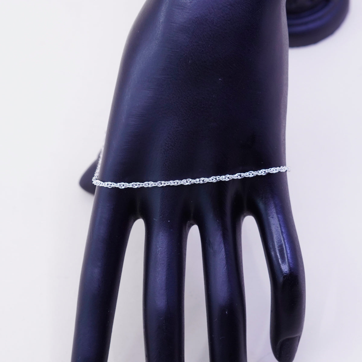 9”, 1.6mm, Vintage sterling silver bracelet, twisted curb link anklet
