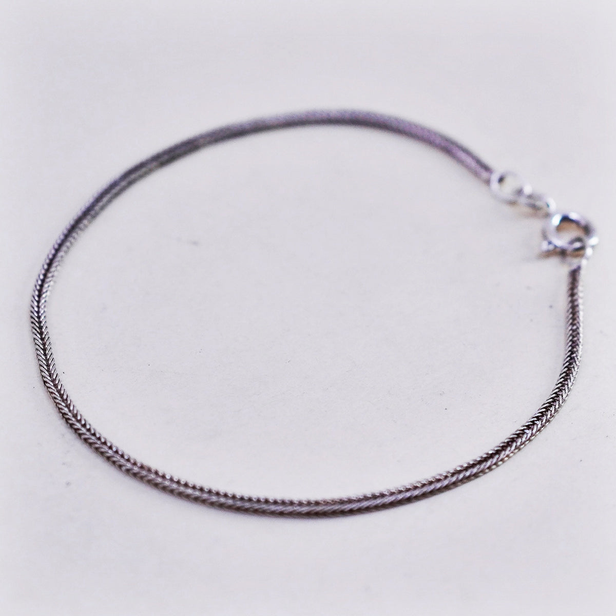 7.25”, Vintage Italian sterling silver handmade bracelet, 925 wheat link chain