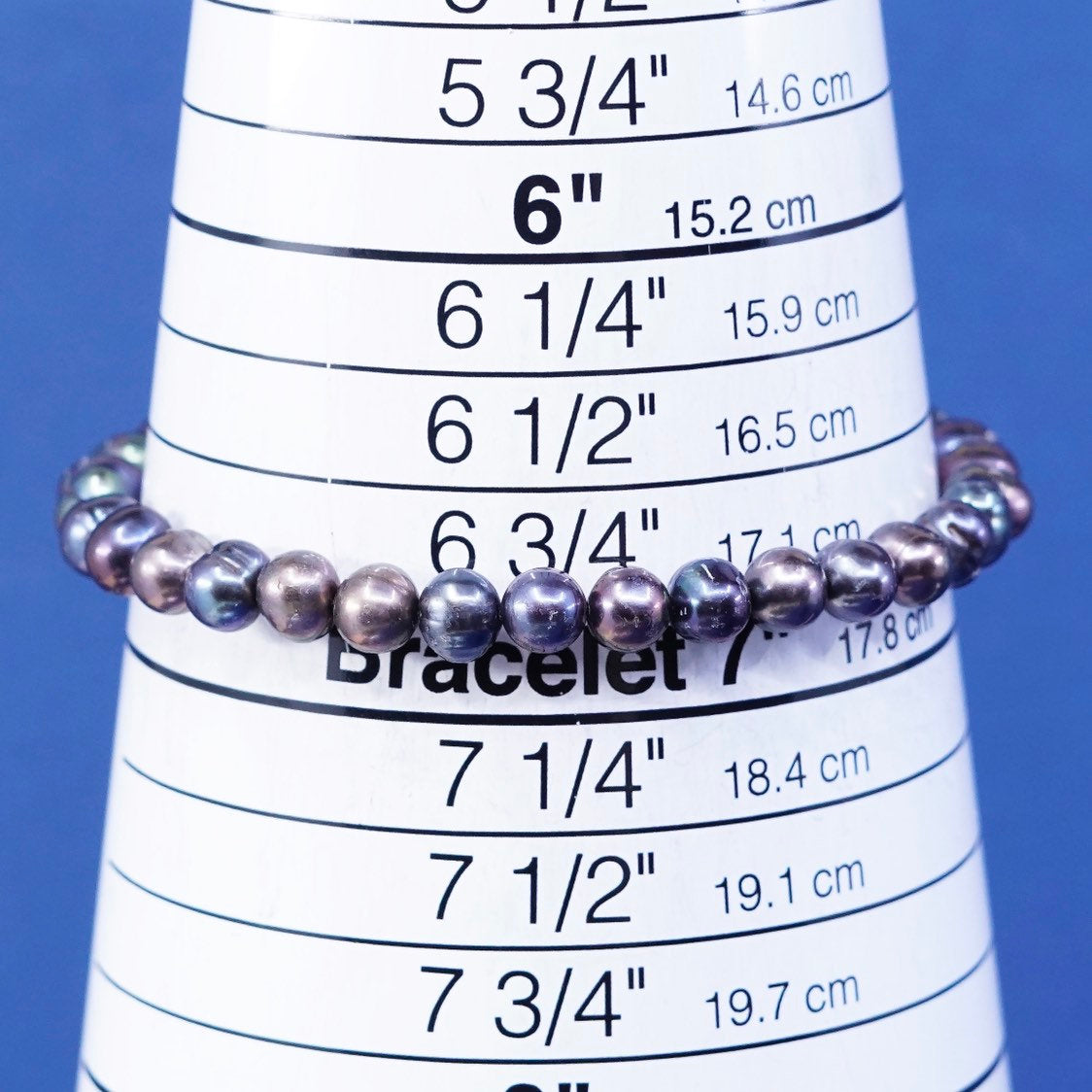 7", Sterling silver handmade bracelet, 925 clasp w/ black pearl beads