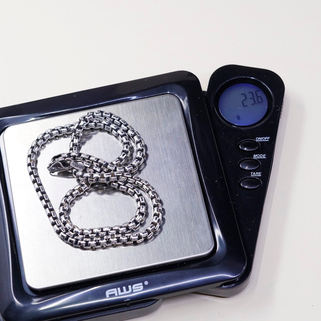 16", vtg sterling silver Italy 925 silver box chain, necklace, 925 italy