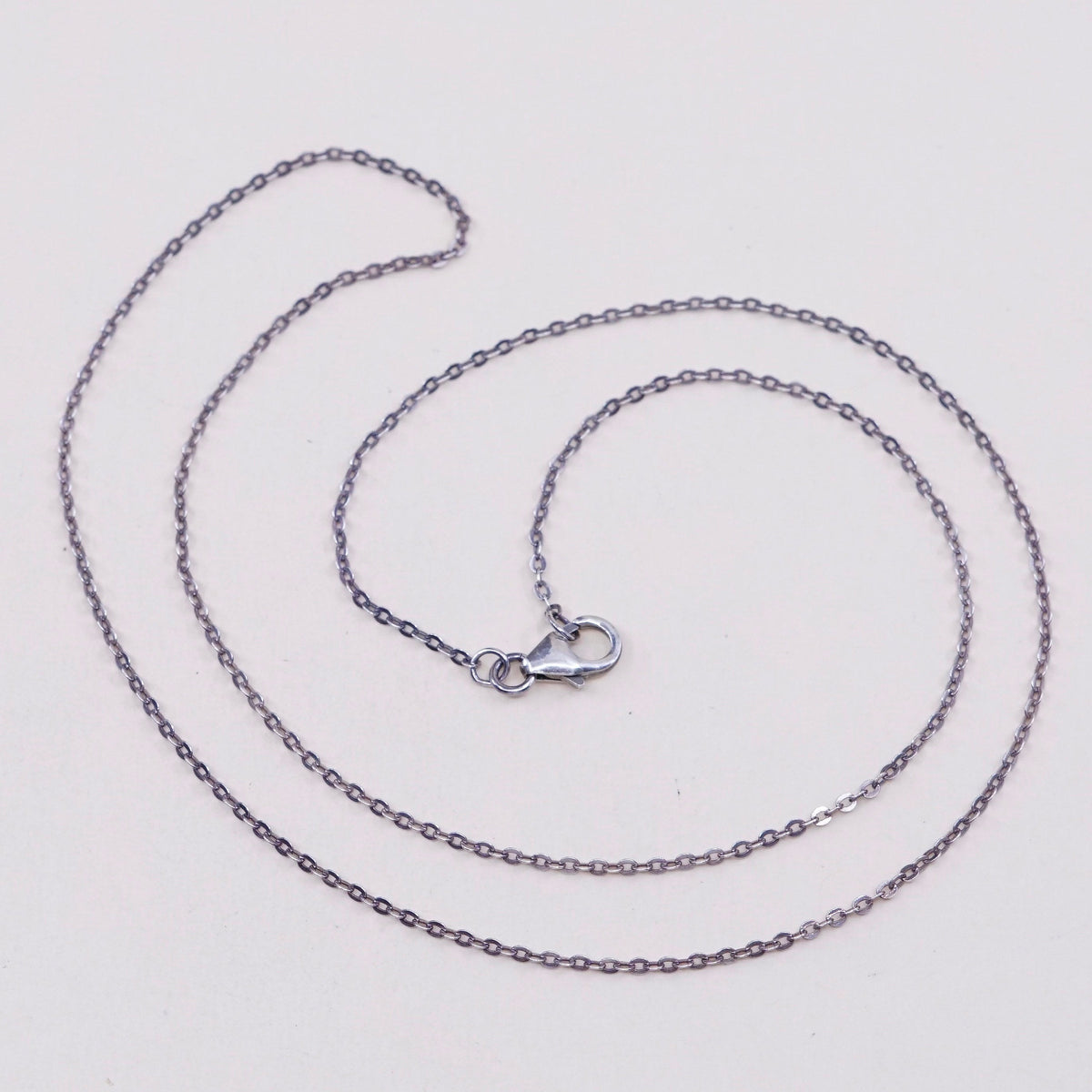 18”, 1mm, Vintage sterling silver circle chain, Italy 925 necklace