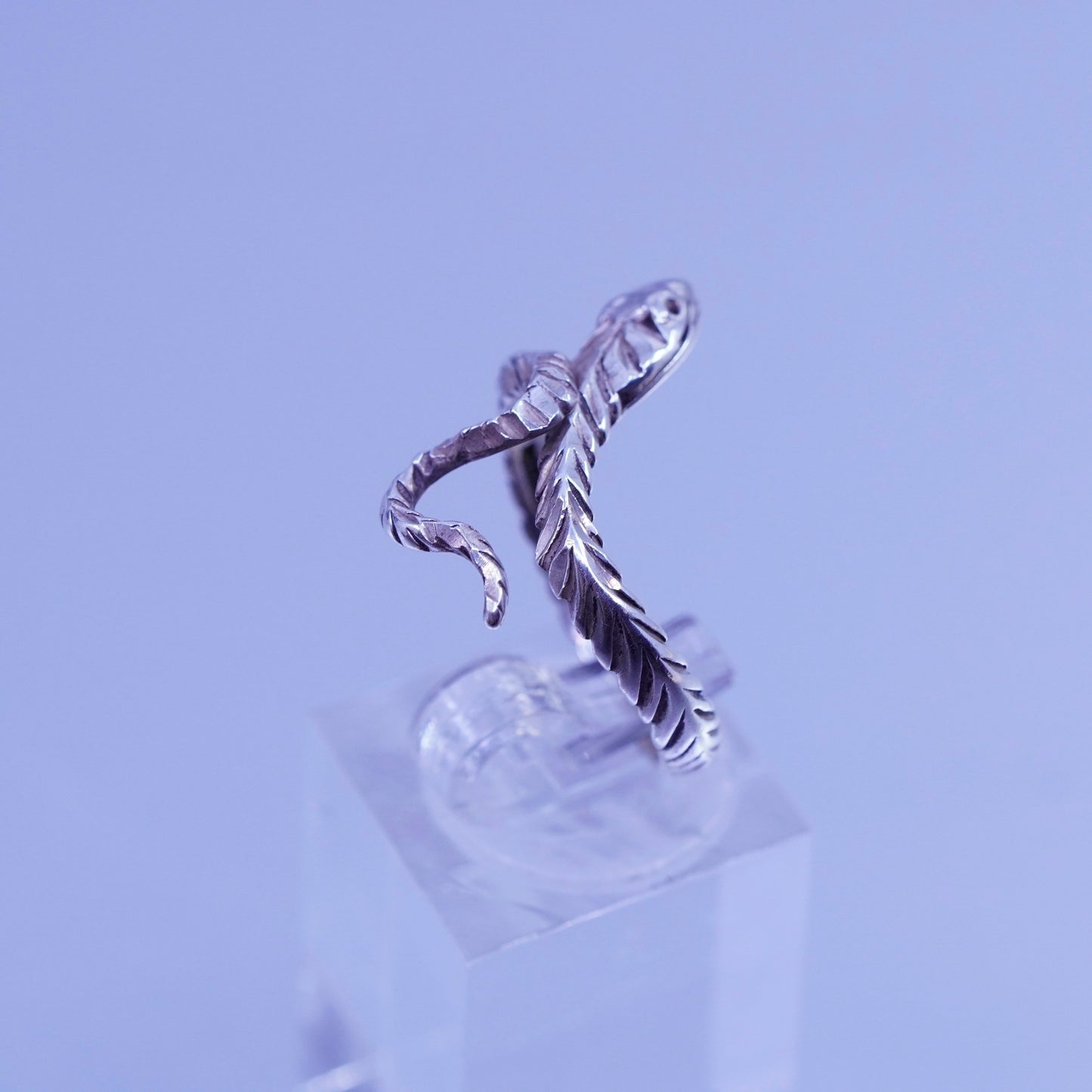 Size adjustable, vintage Sterling 925 silver handmade snake ring