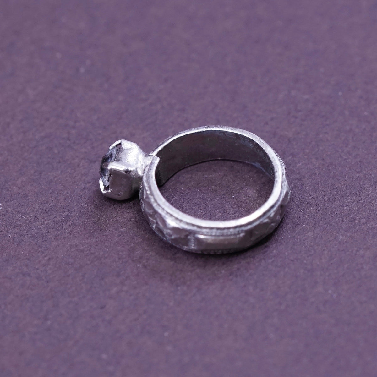 Vintage Sterling silver handmade pendant, 925 wedding ring charm with cz
