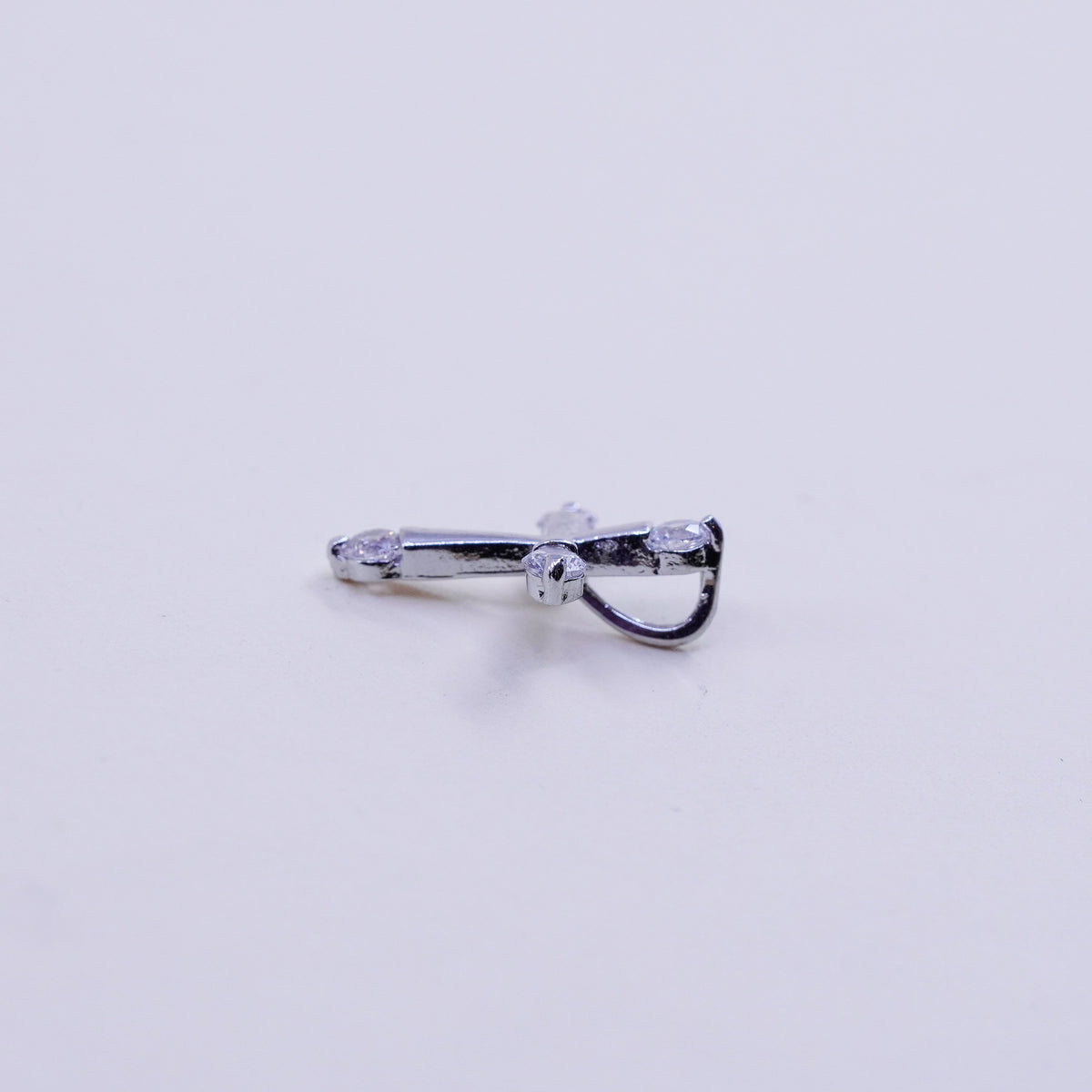 Vintage Sterling 925 silver pendant with clear cz cross pendant